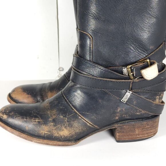 Freebird by Steven Women's Drove US9 Black Leather Distressed Western Boots - Picture 11 of 16